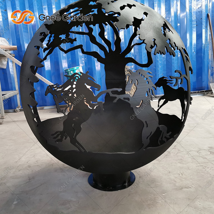 Customized Outside Original Design 400mm--1500mm Camping Stove Outdoor Fire Ball Globe Corten Steel Fire Pit For Patio Backyard