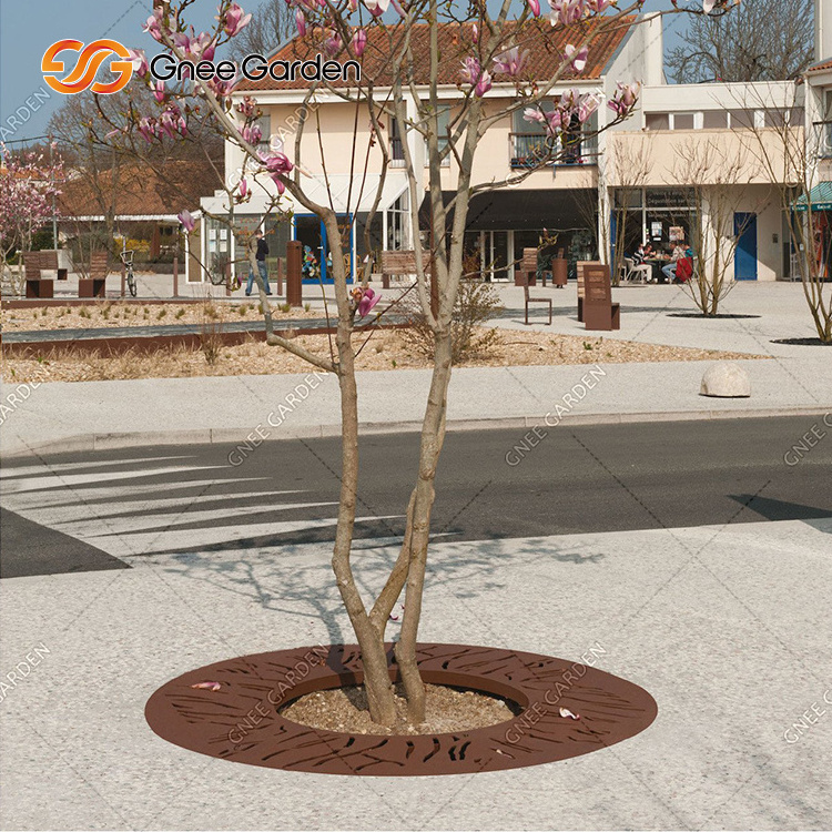 Corten Steel Urban Accessories Tree Grate For Street Decor