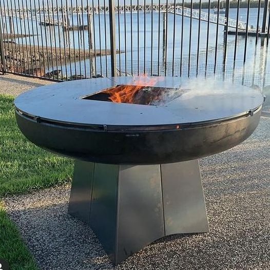 Outdoor Corten Steel Large Round Bbq Grill With Grid Black Large Corten Steel Bbq Grill Fireplace New Unique for Backyard Garden