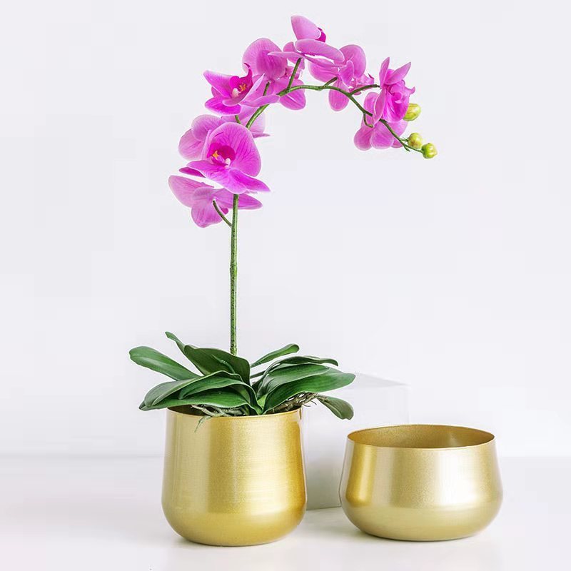 Decorative Home Office Plant Pots  Planters Indoor and Outdoor Modern Plating Gold Flower Pots with Drainage Hole