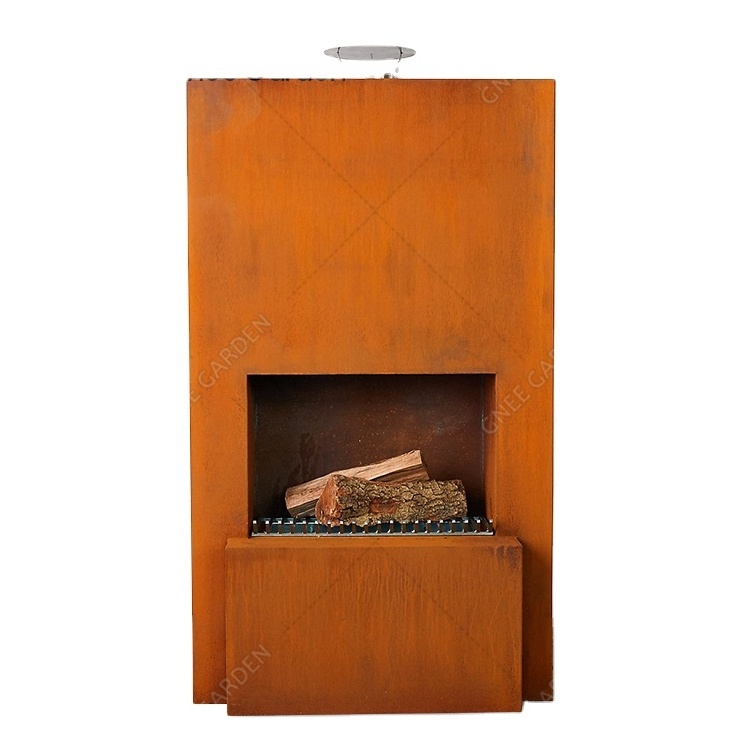 Heavy duty corten outdoor metal fireplace outdoor steel fireplace outdoor wall fireplace