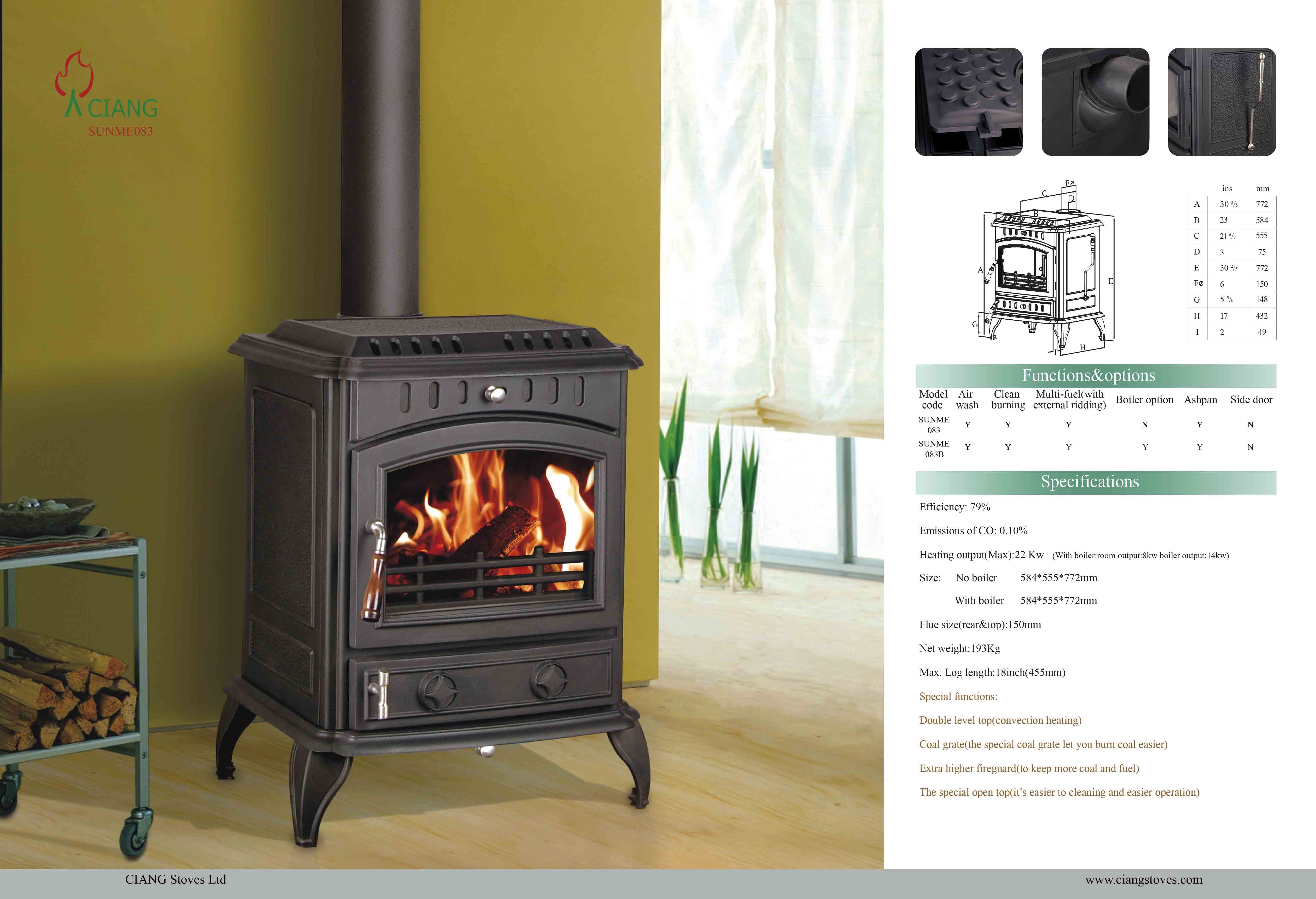 Cast Iron Smokeless Wood Burning Stove Wood Stove Indoor Heating Modern Fireplace