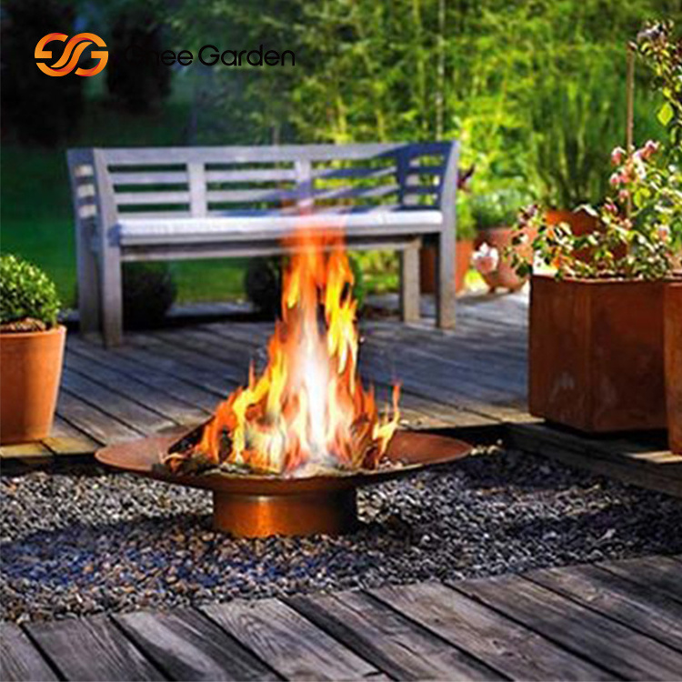 Hot Sell Outdoor Square Shape Propane Radiant Gas Heater Corten Steel Metal Fire Pit Indoor