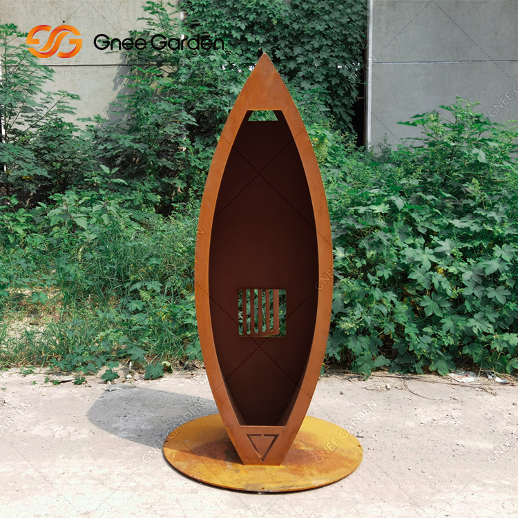 Rusty Corten Steel Corten Steel Fireplace with Chimney Stainless Steel Fire Pit for Garden Decorations