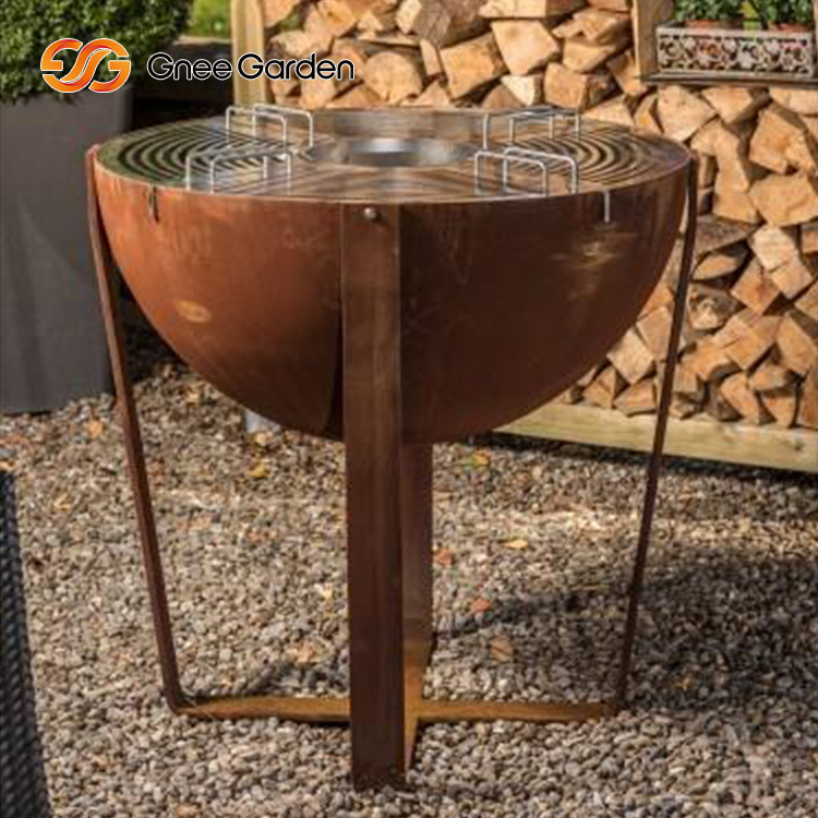 Garden Durable Rusty Corten Steel BBQ Grills Fire Pit Outdoor BBQ Popular New Design Large Steel Fire Pit Grill Outdoor