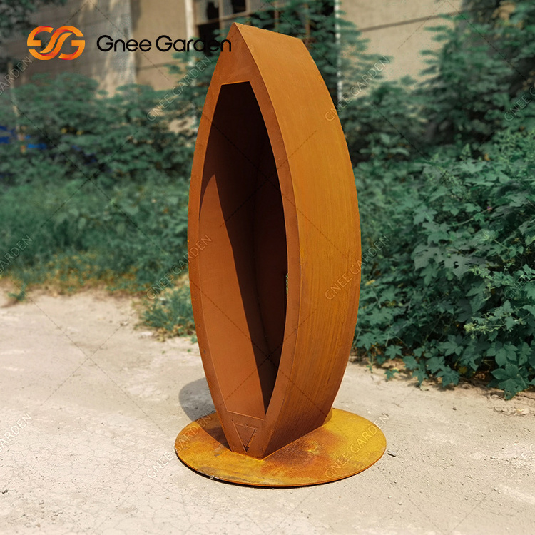 Rusty Corten Steel Corten Steel Fireplace with Chimney Stainless Steel Fire Pit for Garden Decorations