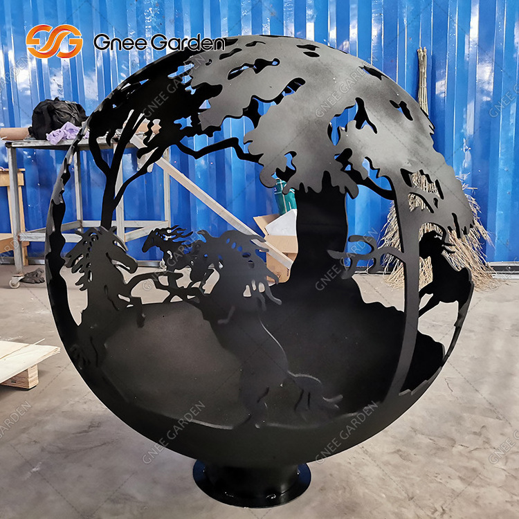 Customized Outside Original Design 400mm--1500mm Camping Stove Outdoor Fire Ball Globe Corten Steel Fire Pit For Patio Backyard