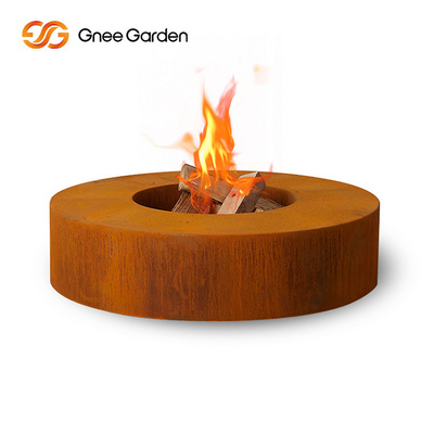 Round Corten Steel Rusty Fire Pits With Wood Burning Durable Garden Outdoor With Accessories Outdoor Fire Pit