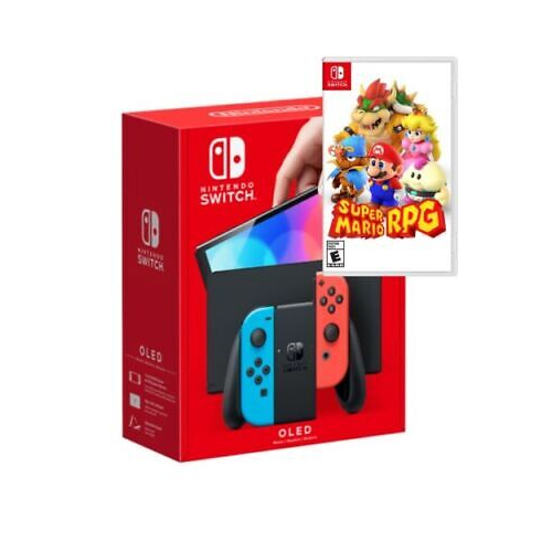 ORIGINAL Nintendos Switch - OLED with Neon Blue and Neon Red Joy-Con BRAND NEW SEALED with accessories