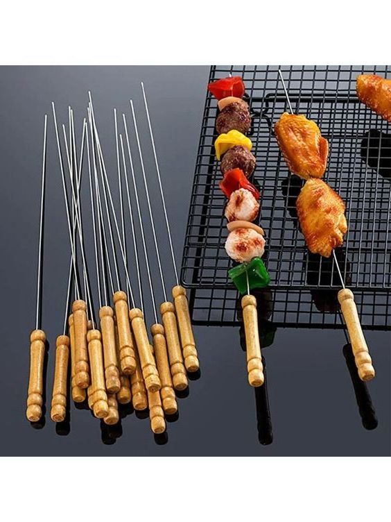 Top Quality Premium Stainless Steel BBQ Skewers Extendable Easy to Clean With Stainless Steel