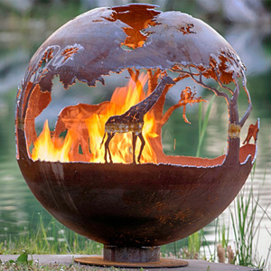 Decoration Corten Steel Fire Ball Fire Ball Pit Metal Garden Spheres