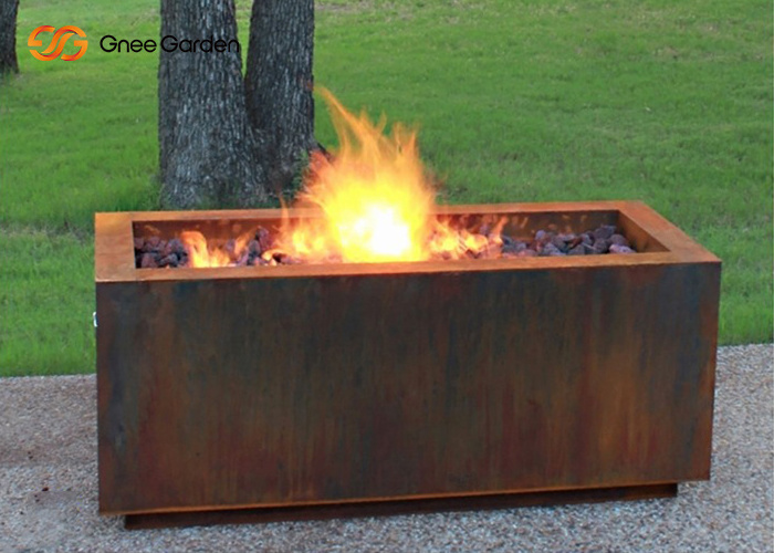 Warming Garden Firepit Corten Steel Gas Burning Fuel Heating Outdoor Stove Fire Pit