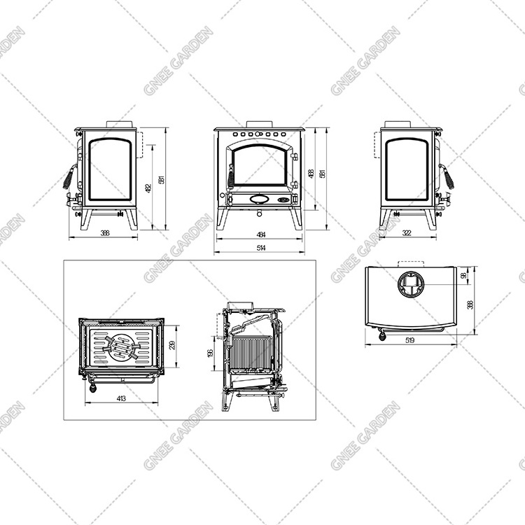 Wood stove indoor heating modern steel wood burning stove insert pellet stove