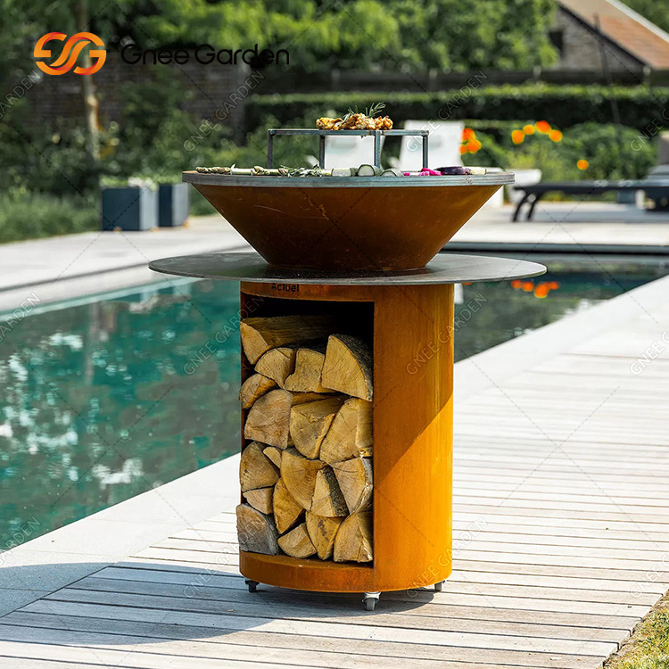 China Manufacturer Wood Burning Bbq Fire Pit Grill Table Outdoor