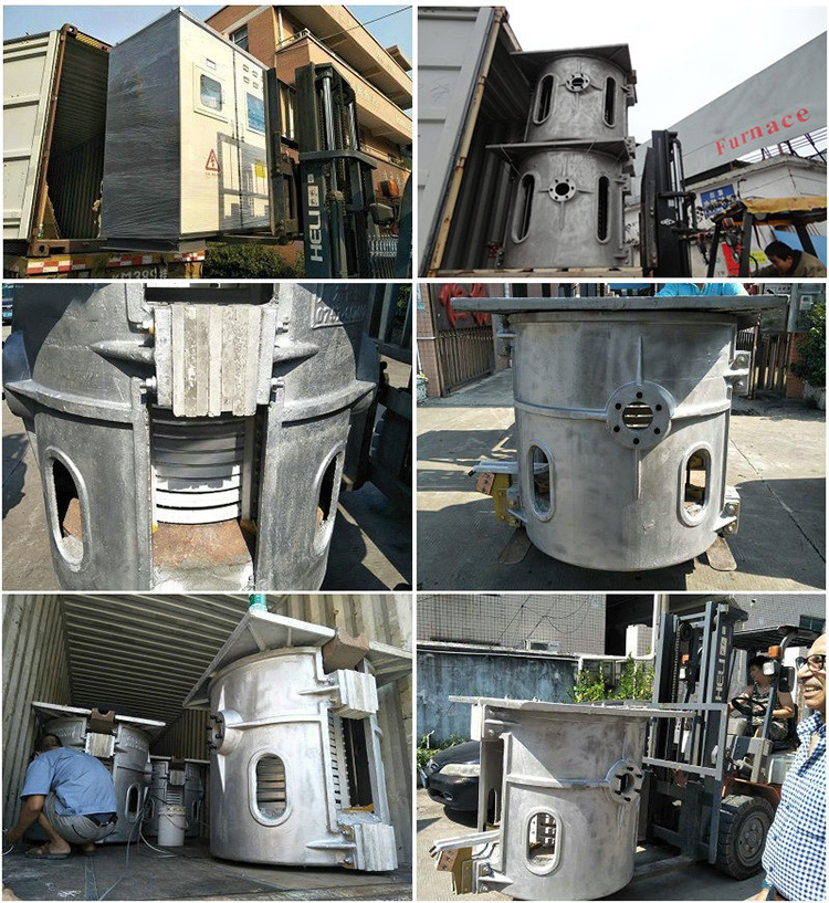 factory supply 1 ton induction furnace casting copper aluminium iron scrap crucible smelter melting induction furnace