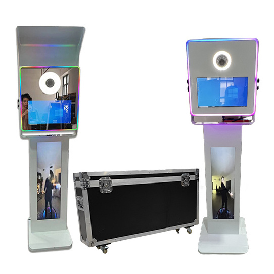 2024 New Selfie Kiosk Ring Light Beauty Mirror Photo Booth With Software Wholesale Selfie Touch Screen Photo Booth Mirror