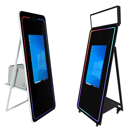 2024 New Selfie Kiosk Ring Light Beauty Mirror Photo Booth With Software Wholesale Selfie Touch Screen Photo Booth Mirror