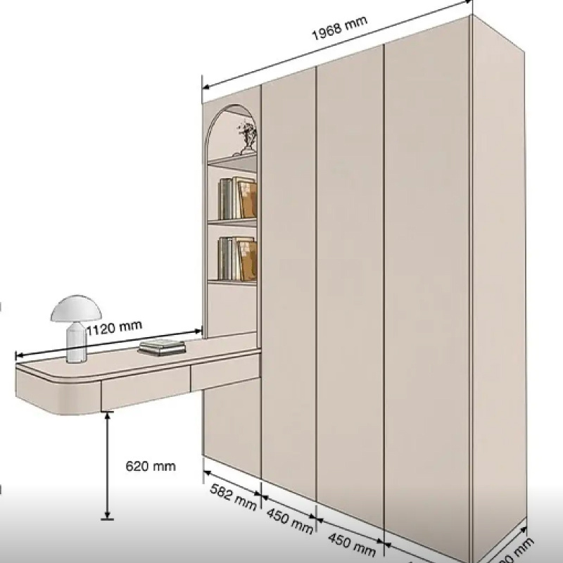 Sliding Door Wardrobe Wooden Minimalist Bedroom Modern Clothes Cabinet Functional Closet