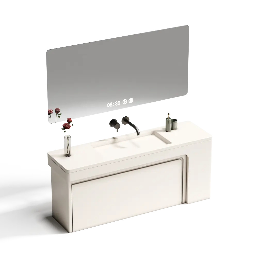 High Sustainability Affordable Customizable White Color Bathroom Vanity With Handle & Knob Cabinets