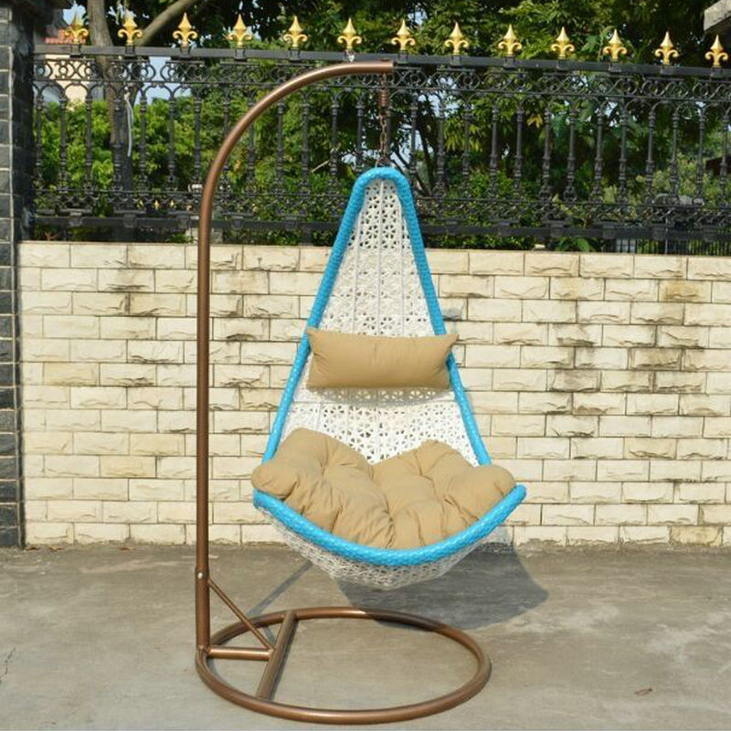 Factory Price Furniture In And Outdoor Manufacturer Rattan Egg Hanging Patio Swing With Metal Stand Chair