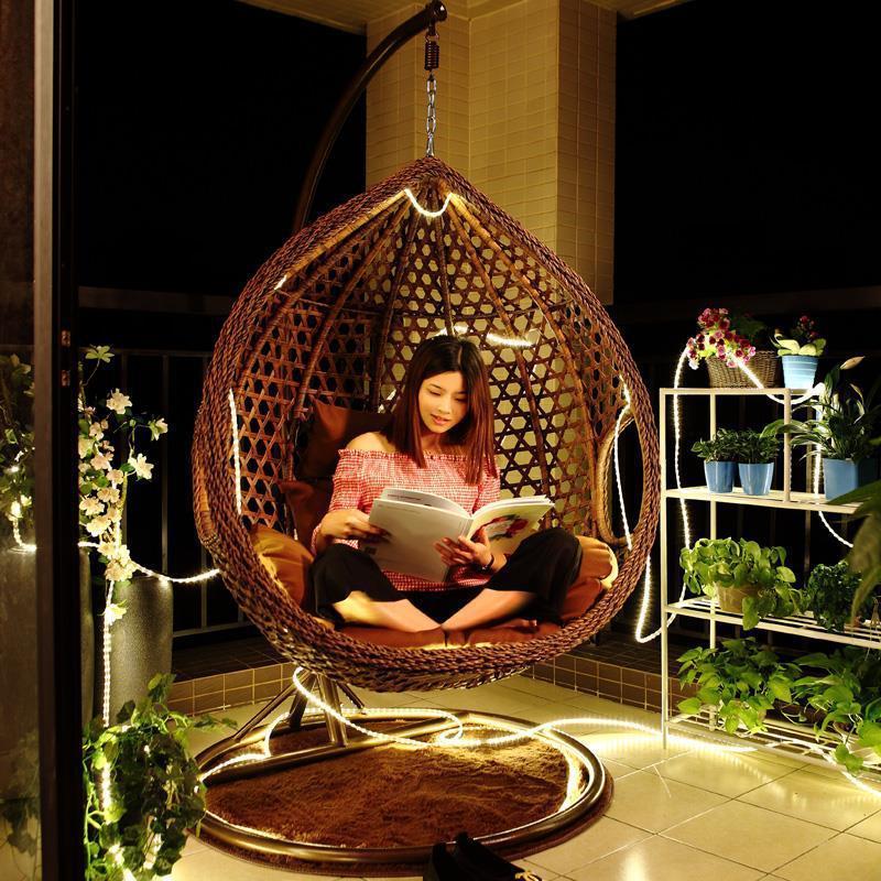 OEM ODM Factory Custom Outdoor Garden Patio All Weather Handwoven Wicker PE Rattan Hanging Egg Swing Chair With Stand