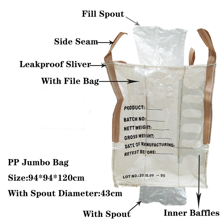 Sand Wood Transport Storage Bulk Jumbo Container Bag Fibc Big Bag For Silage Duffle