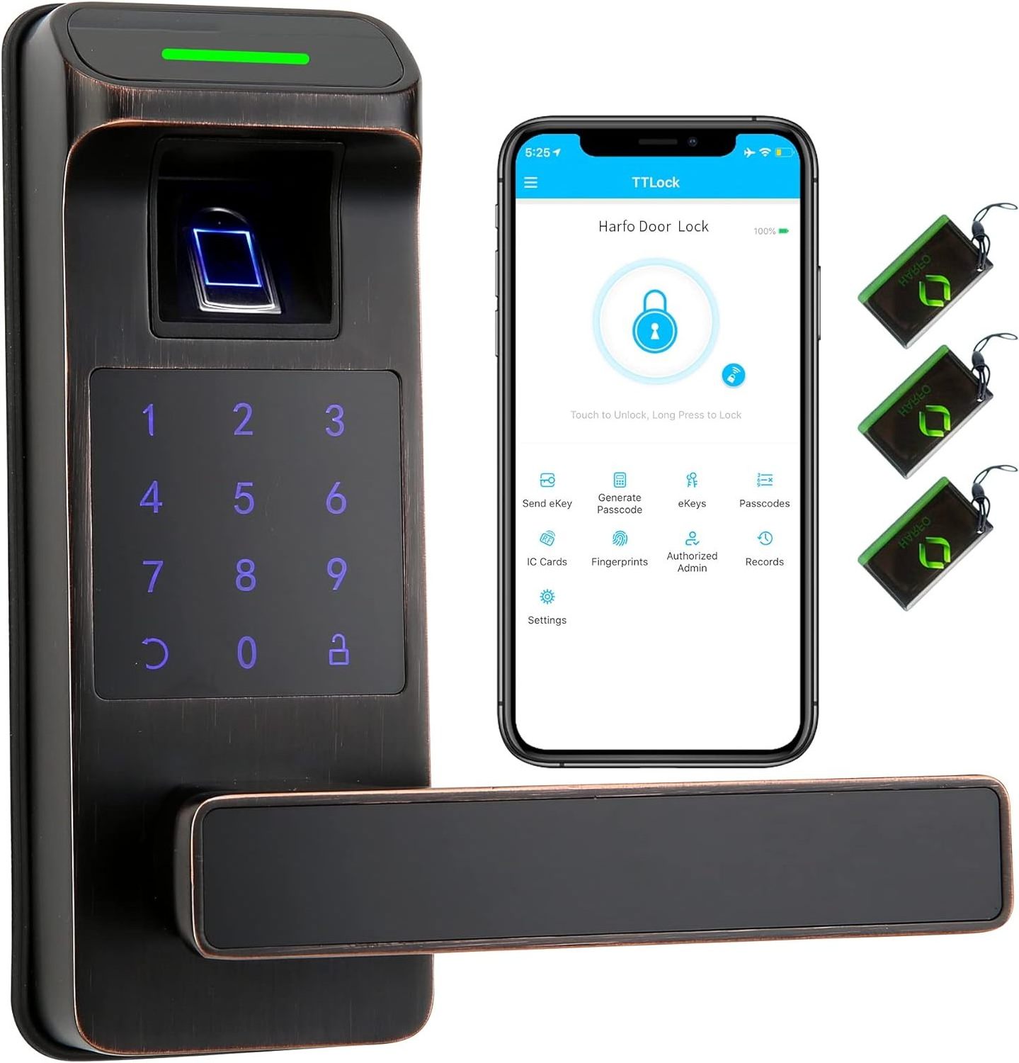 Wakiya Smart Door Lock, Fingerprint Smart Lock for Front Door, Keyless Entry Door Lock