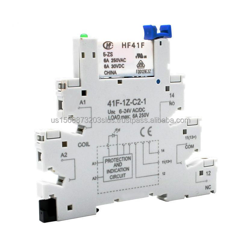 free sample power Relay DIN Mount with LED 6A 1CO plc Relays  5V 12V 24V 6.2mm thickness slim relay