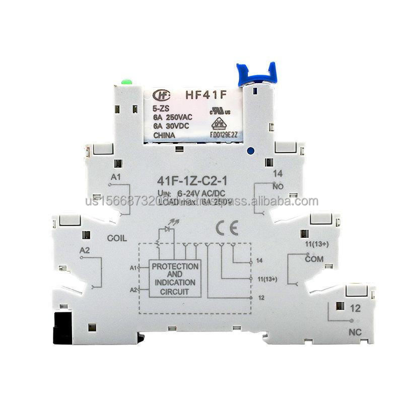 free sample power Relay DIN Mount with LED 6A 1CO plc Relays  5V 12V 24V 6.2mm thickness slim relay