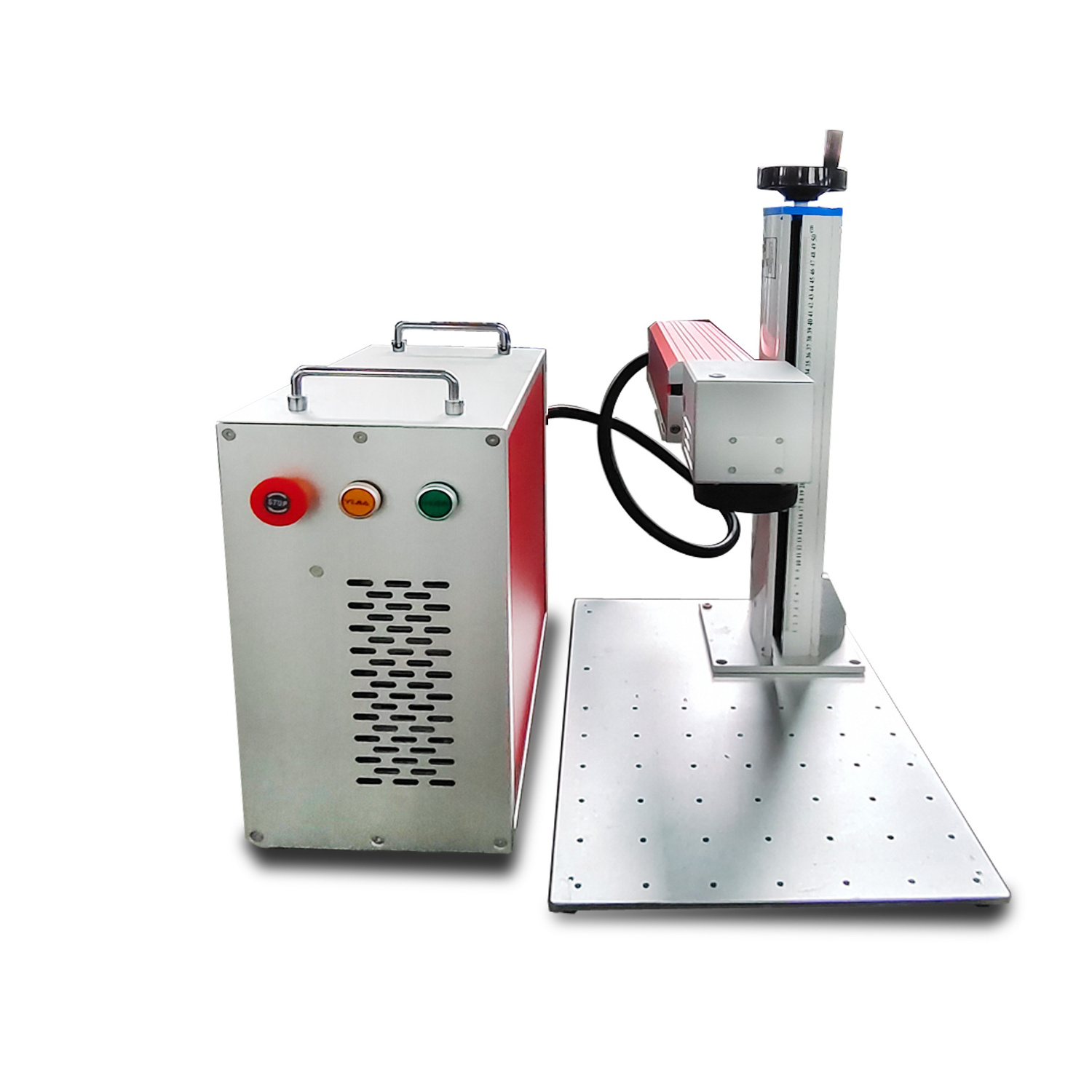 Portable Mini 30w 50w Fiber Laser Marking Machine Raycus with 30QS 50QB 110*110mm 300*300mm Size Optional Sino Galvo Scanner