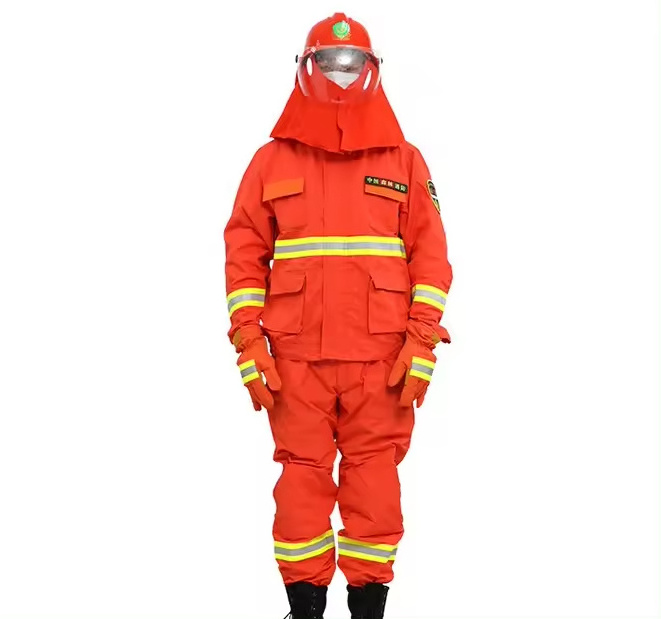 Firefighter Uniform Including Hood Fireman Fireproof Jacket Pants Helmet Gloves Fire Boots Firefighting Equipment