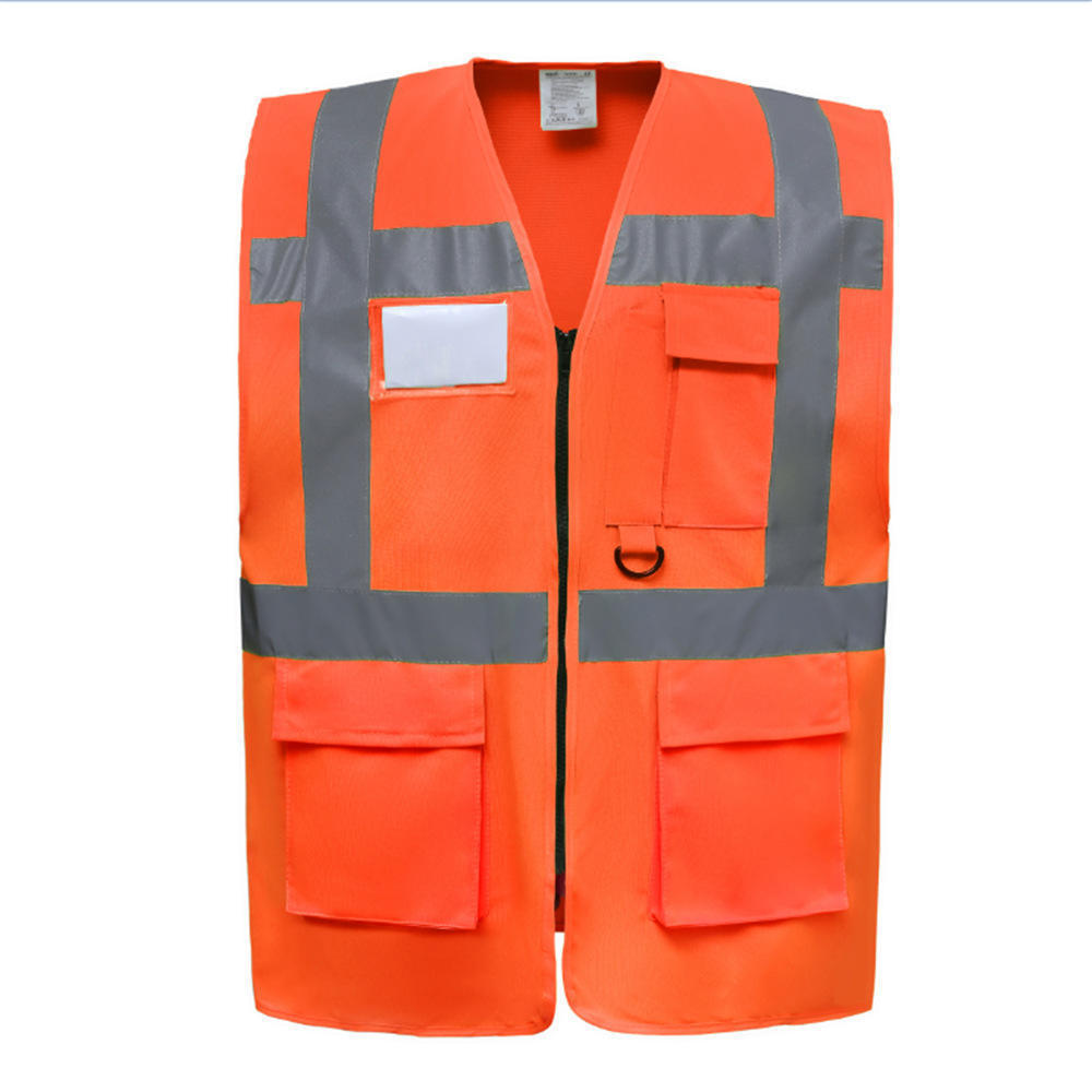 High Visibility Hi vis Multi-pocket Cloth Work Security Road Traffic Riding Reflector Jacket Reflective Safety Vest With Logo