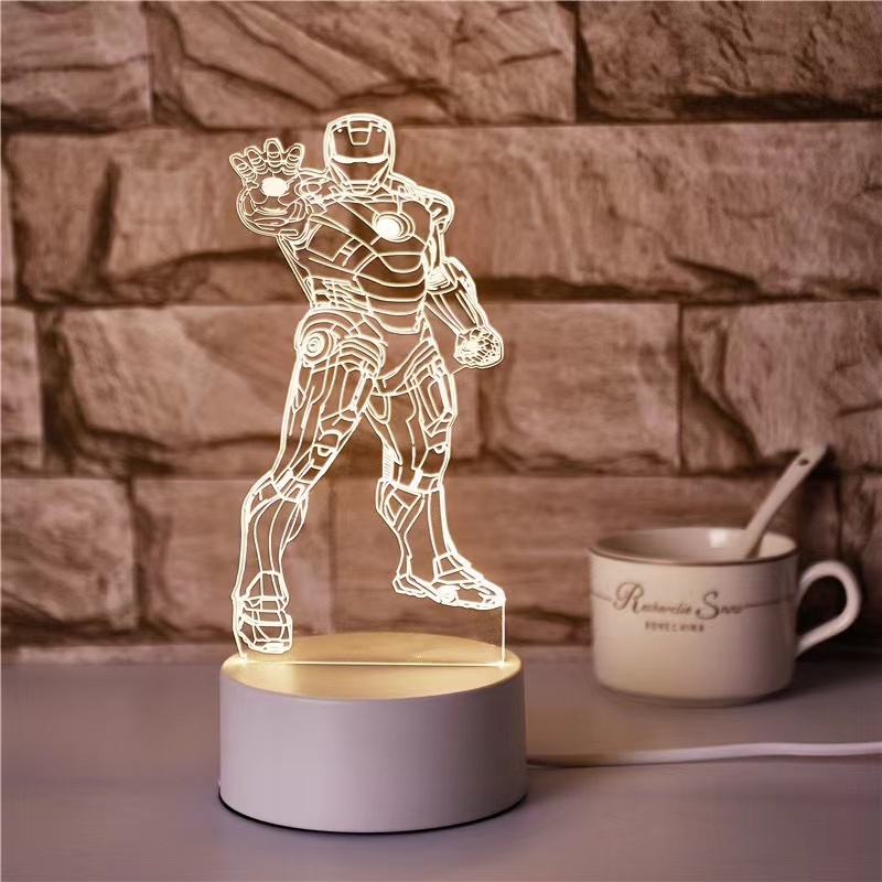 Spider Man Acrylic night lights can be equipped with different LED lamp bases