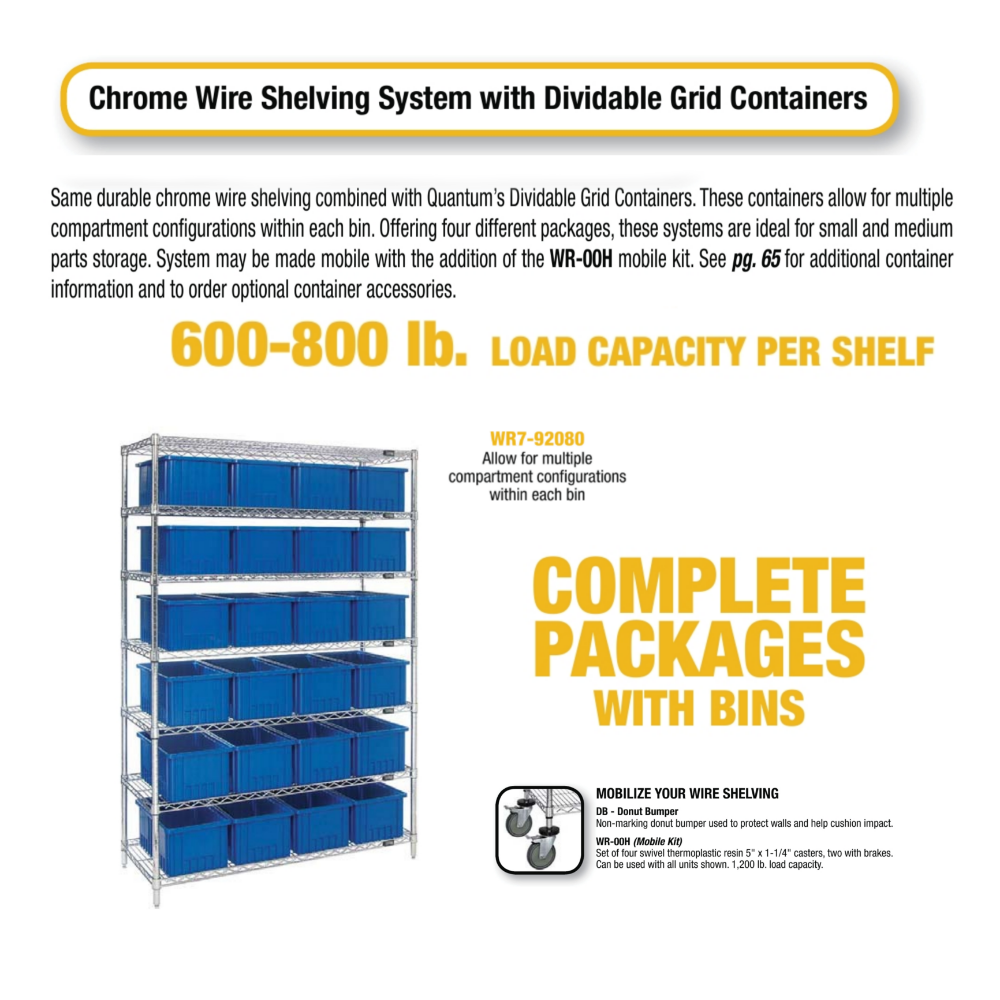 Stack & Nest Totes, Cross Stack Tubs w/ Chrome Wire Shelving Systems, Multi Color & Size, USA Ready to Ship Wholesale