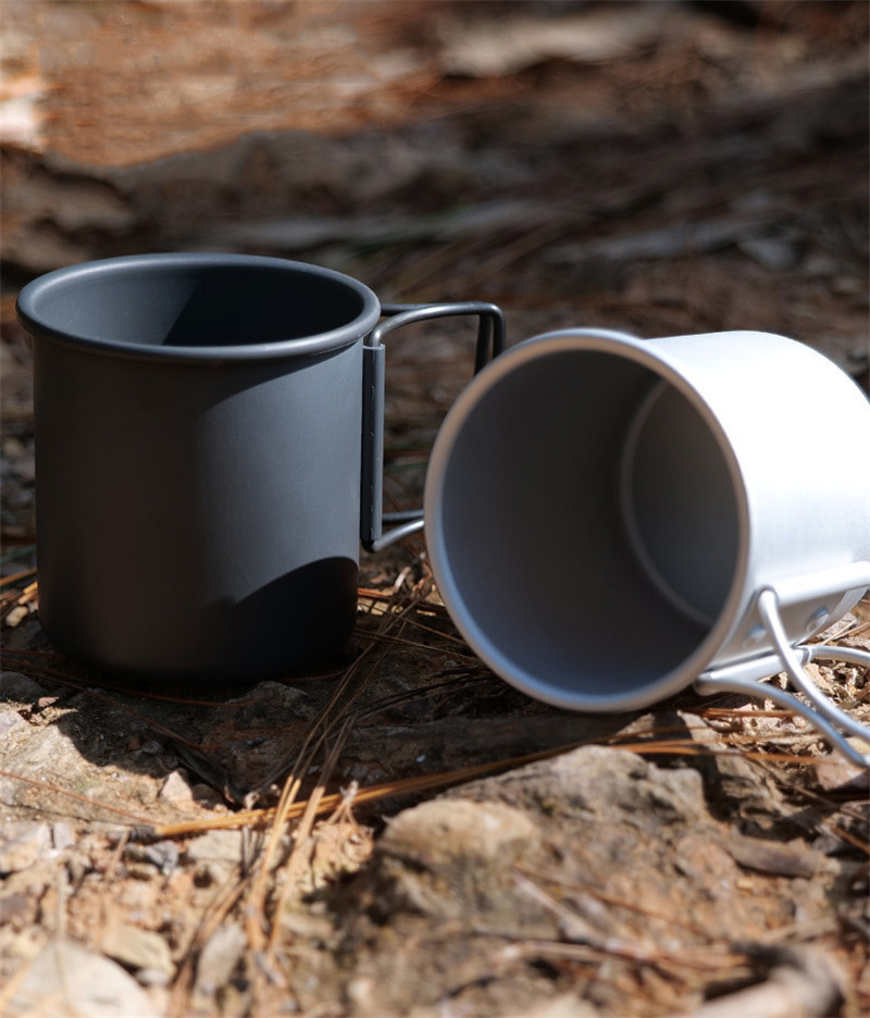 Wholesale Outdoor camping folding Drinking Cup Portable ultra light aluminum alloy camping travel mug 300ml Coffee cup for sale