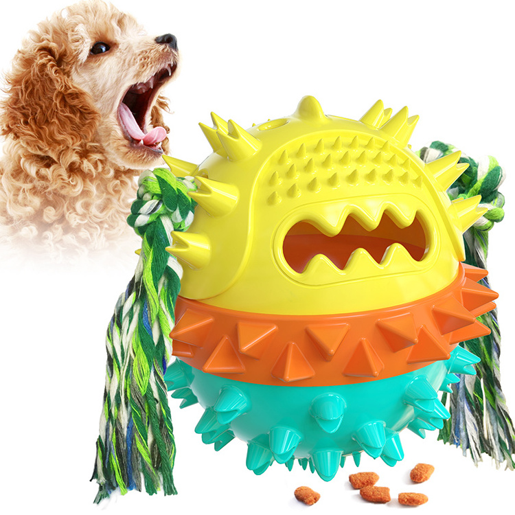 online Hot Sale Indestructibe Non-toxic Rubber Ball Food Dispensing Toy Cleaning Tooth Dog Chew Toy Ball Molar Rod Sounding Toy