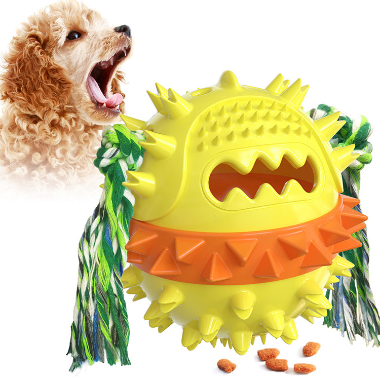 online Hot Sale Indestructibe Non-toxic Rubber Ball Food Dispensing Toy Cleaning Tooth Dog Chew Toy Ball Molar Rod Sounding Toy