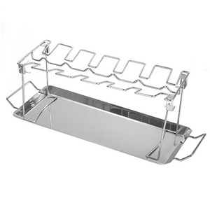 Household portable stainless steel folding chicken leg oven bbq plate barbecue rack durable BBQ grill tool