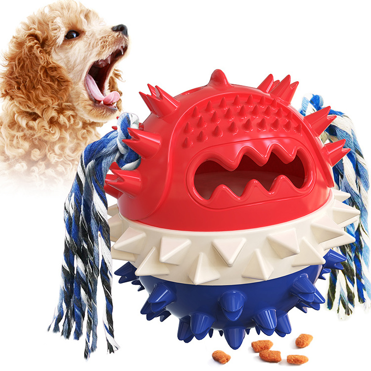 online Hot Sale Indestructibe Non-toxic Rubber Ball Food Dispensing Toy Cleaning Tooth Dog Chew Toy Ball Molar Rod Sounding Toy