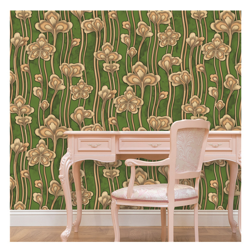 3D golden flower Wallpapers living room background wall PVC wallpaper Bedroom Papel Tapiz 53cm Easy install Wallpaper