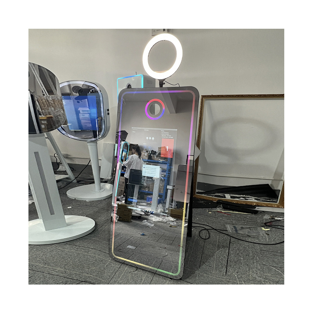 Mirror Photo Booth Touch Screen Mirror Photo Booth With Camera And Printer Mirror Photo Booth Interactive with Led Fill Light