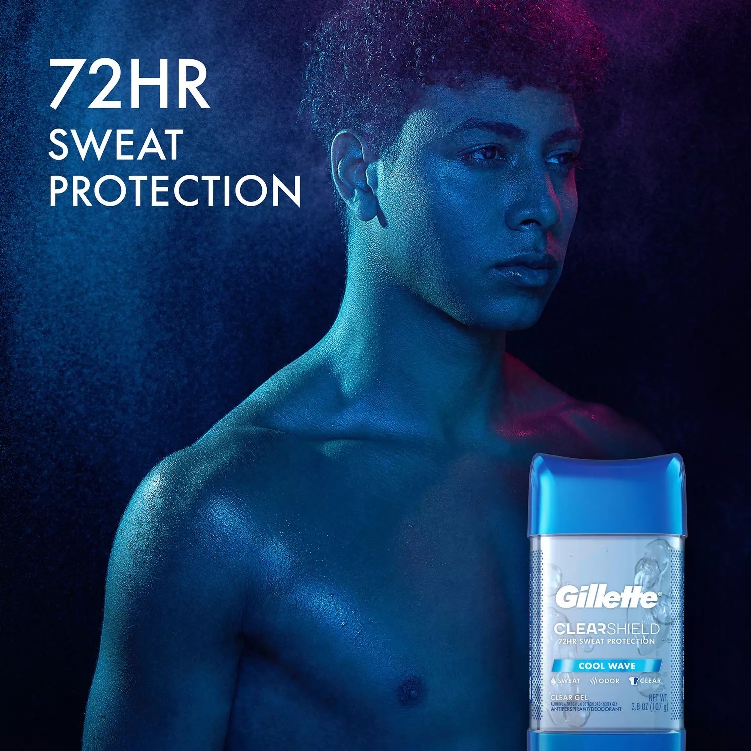 Original 100% Non Irritant 72 Hours Sweat protection Online, Cool Wave Gillette Clear Gel Men's Antiperspirant&Deodorant (5 pk)