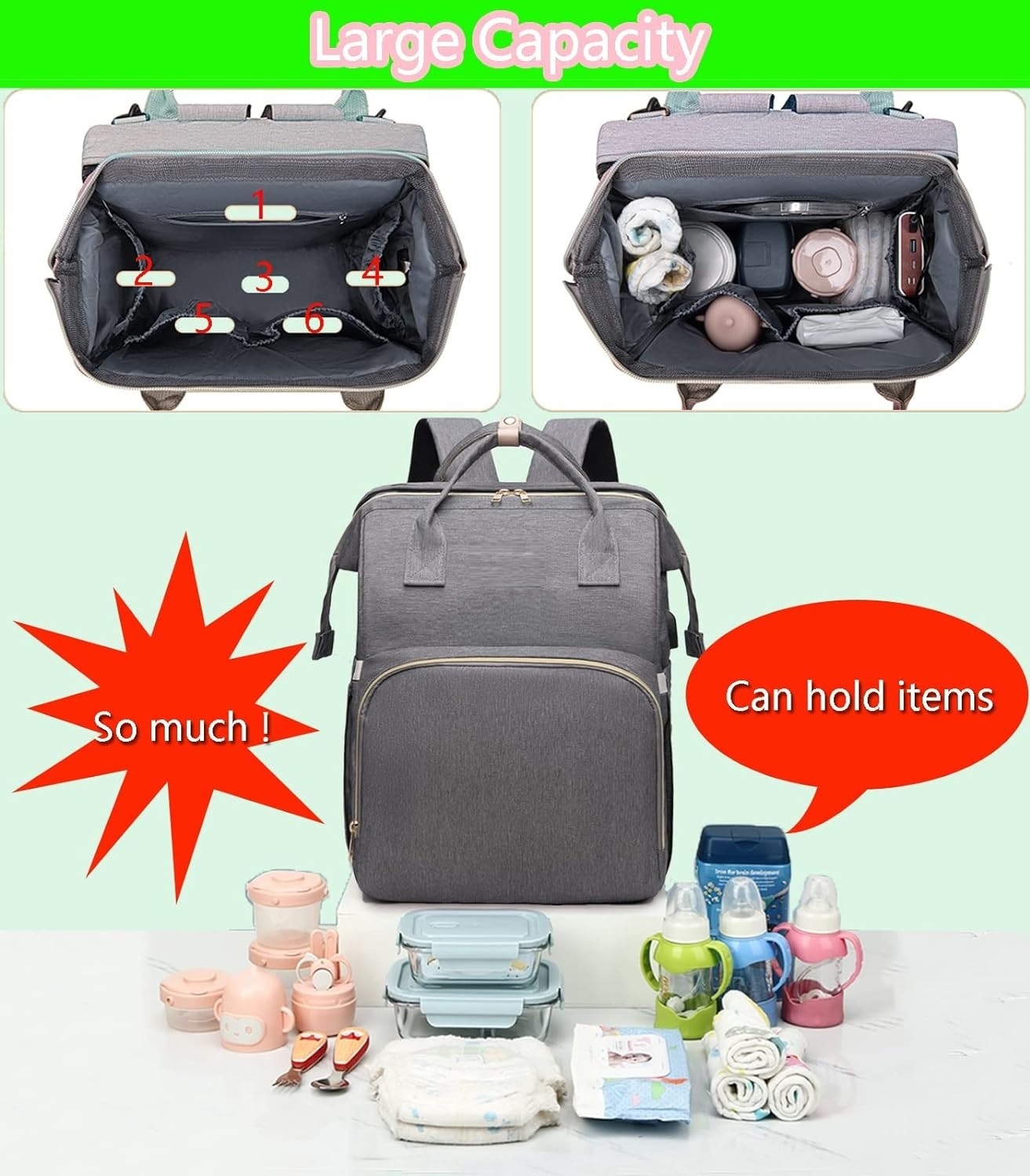 Logo Custom Mummy Travel Durable Large Capacity &Multi-Pocket Foldable Multi-functional Diaper Bag mummy backpack