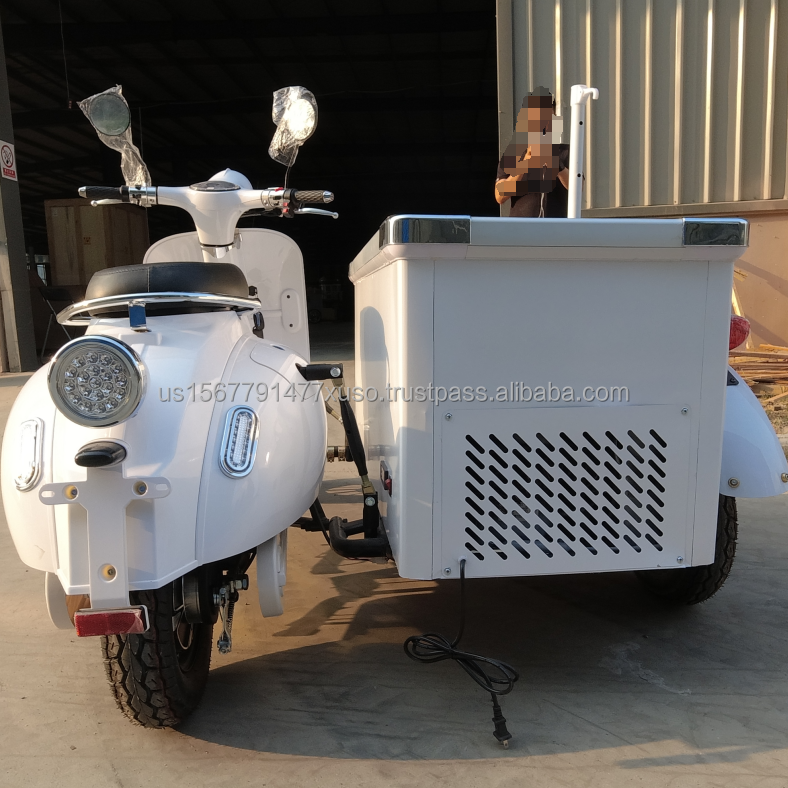 Electric mobile food cart gelato display fridge 3 wheel food bike  tricycle ice cream cart with freezer