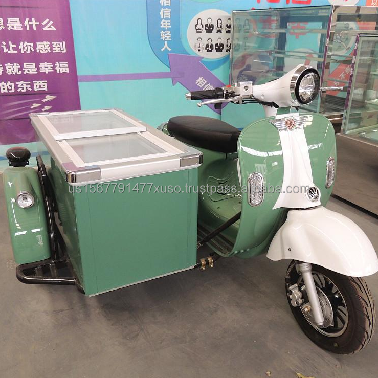 Electric mobile food cart gelato display fridge 3 wheel food bike  tricycle ice cream cart with freezer