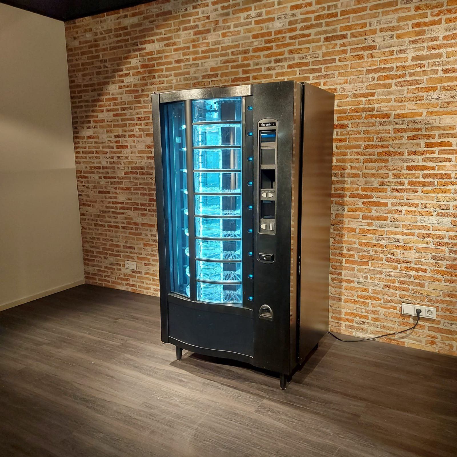 Refrigerated Vending Machine, 36 Slots With Bill Acceptor in Black Food and Beverage Vending Machine Cold Snacks