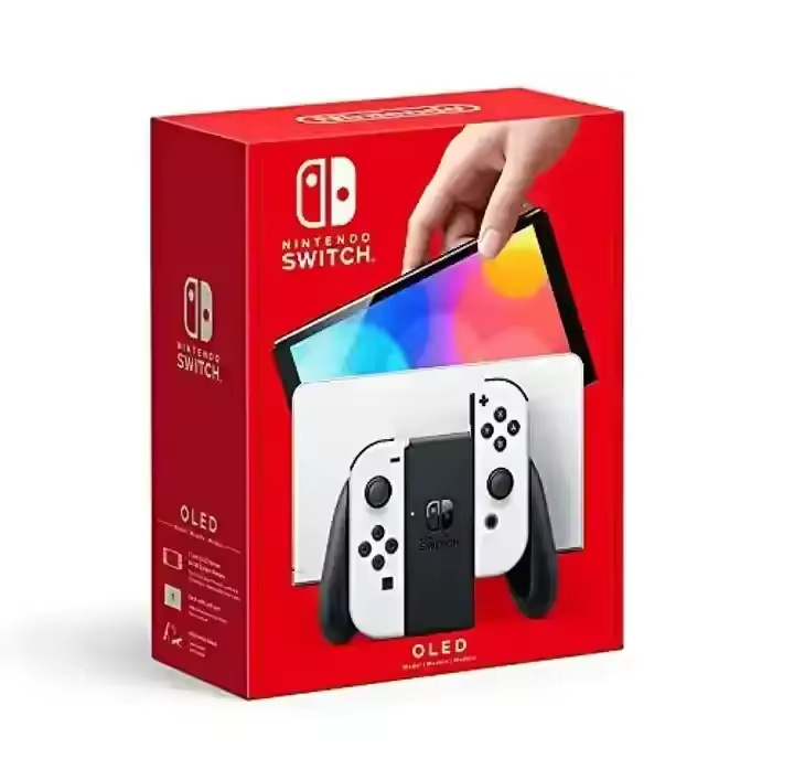 Used Nintendo Switch 64GB OLED Model Console: Black with Neon Red and Neon Blue Joy-Cons