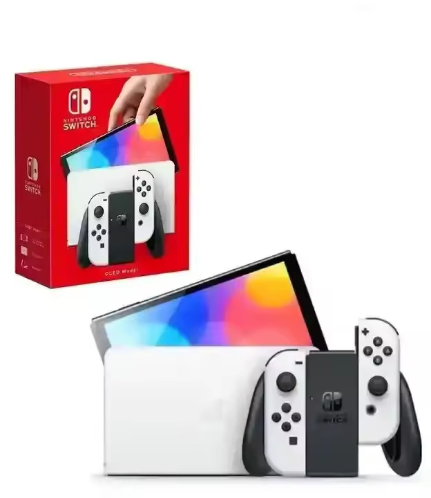 Used Nintendo Switch 64GB OLED Model Console: Black with Neon Red and Neon Blue Joy-Cons