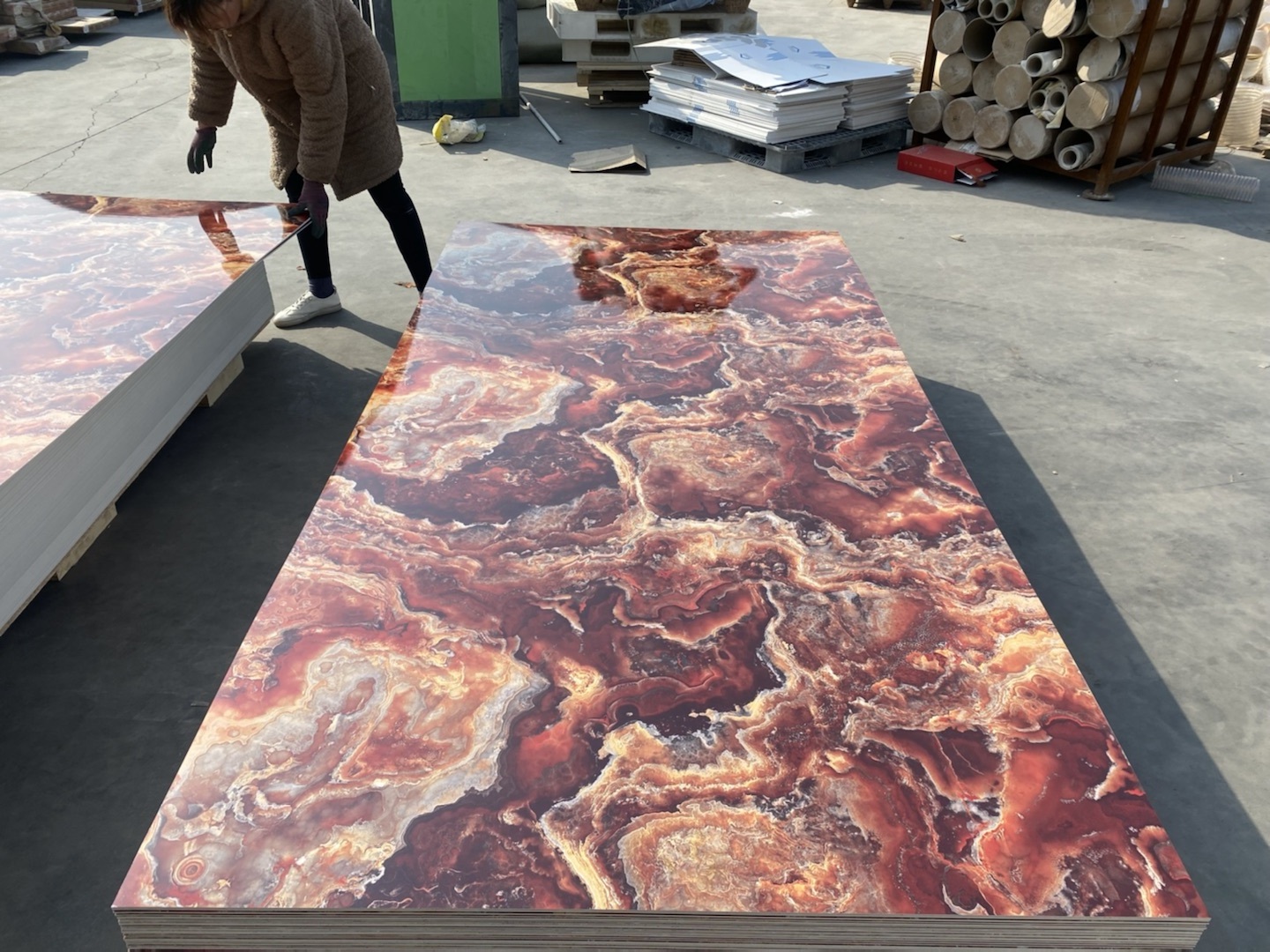 XHDECOR texture Laminated acrylic panel Custom size lamina artificial de marmol plastic marble board acrylic Decorative Board