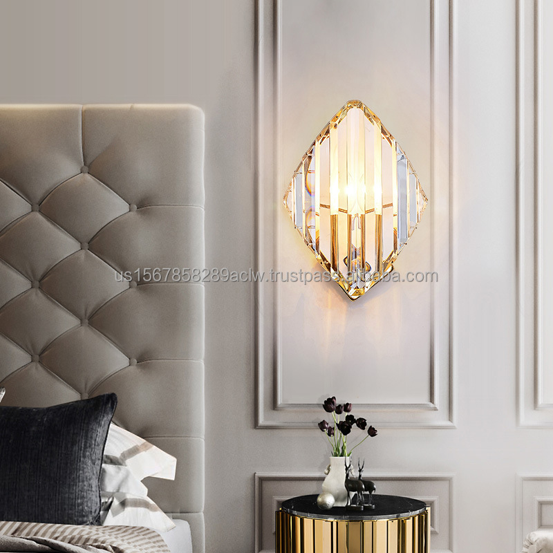 Contemporary modern Simplicity indoor Chrome mirror crystal decorative wall lamp Lighting for home